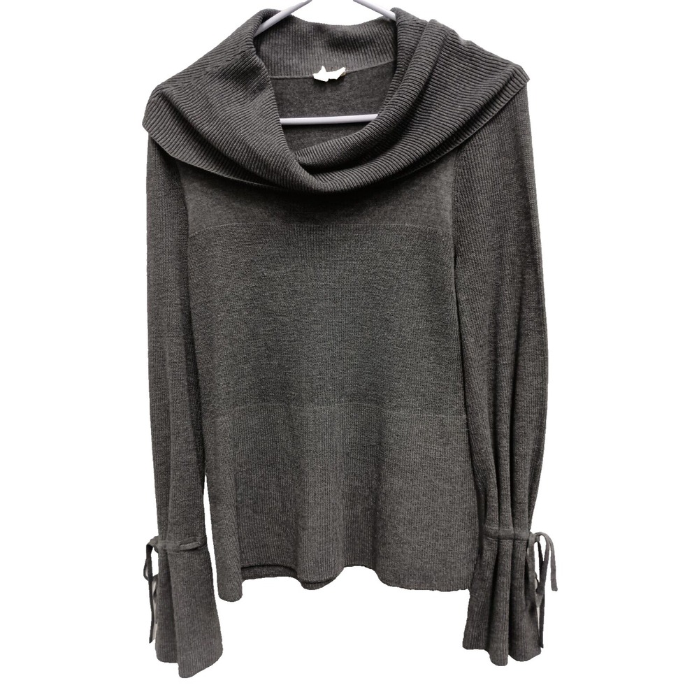 Moth Anthropollogie Womens BOHO Sweater Gray Bell Sleeve‎ Cowl Neck Pullover